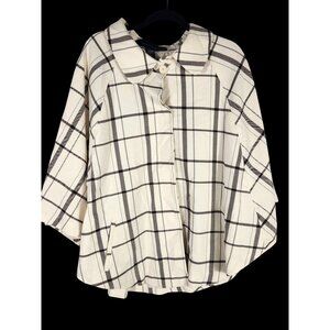 Y2K Preppy Old Money Apostrophe Womens Plus Cape Jacket Windowpane 20/22w